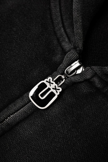 Spray Distressed Zip-Up Hoodie